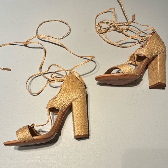 NEW Schutz Sandalia Alto Heeled Lace Up Sandal in Natural Size 5 - Picture 4 of 10